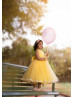 Yellow Tulle Pearls Beaded Fashion Flower Girl Dress